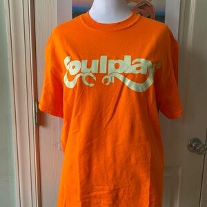 Foulplay Orange and White Spellout Tee